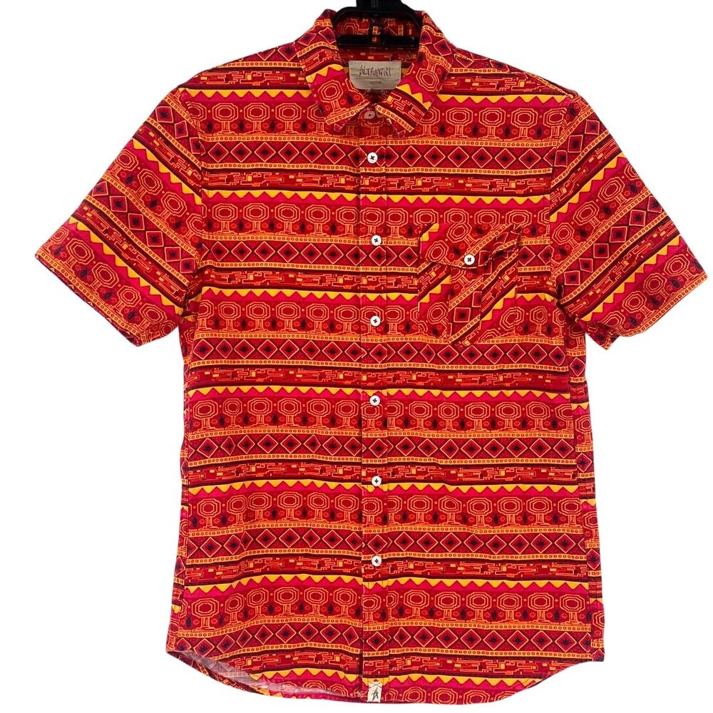 Altamont Y2K Skate Button Mens Shirt Sz M Tribal Geometric Streetwear Festival